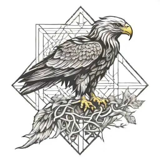 A Soil Ground Covered With Roots And An Eagle Standing On That Soil