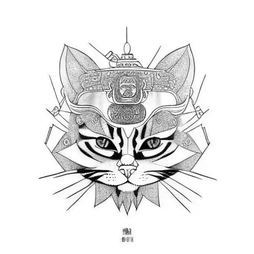 Samurai Cat Black Anda Wite