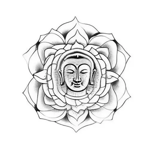 A Serene Buddha Surrounded By Delicate Roses