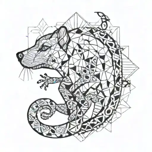 Dog Paw Print And A Gecko