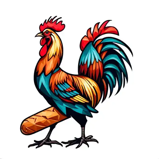 Gallic Rooster Holding Baguette