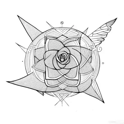 Geometric Planetary Rose Wings
