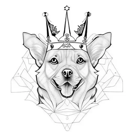 Pet Name Ginger With Crown Geometric Design