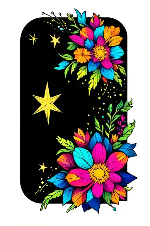 Colourful Flowers And Stars