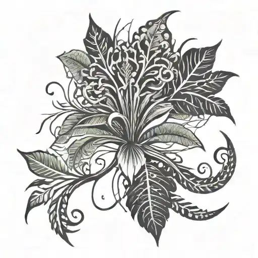 Fern And Spider Lily Flower