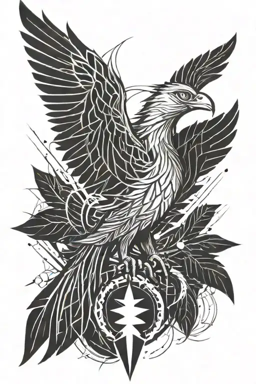Phoenix Rising And Lightnings Around Him