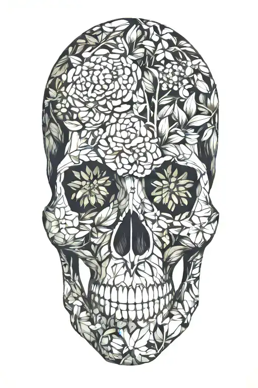 Olive Tree Hydrangea Flower Skull