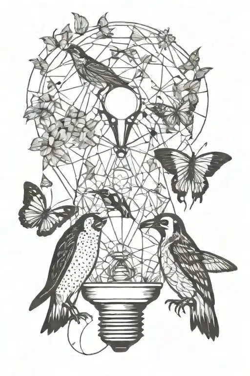 Lightbulb Containing Penguin And Butterfly