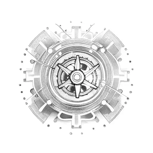 A Vintage Car Surrounded By Gears And Tools