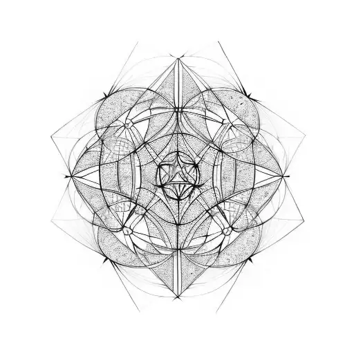 Metatrons Cube With Fractal And Intersecting Lines Background