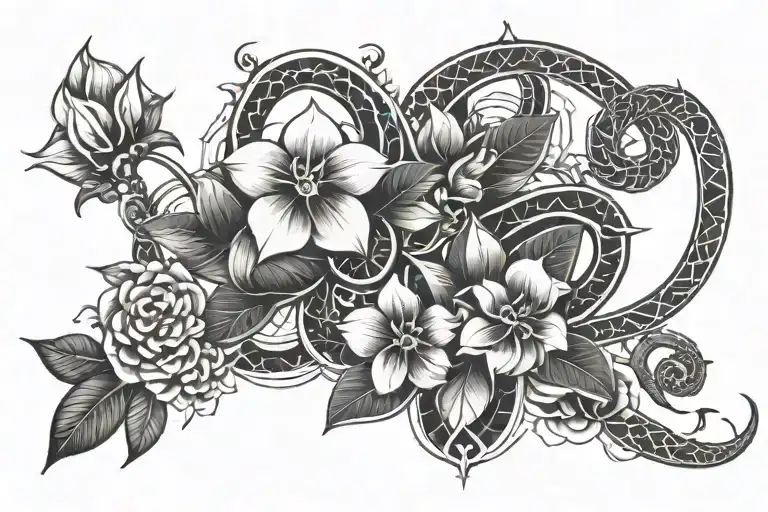 Hoya Flowers And Thunder And Waves And Snake