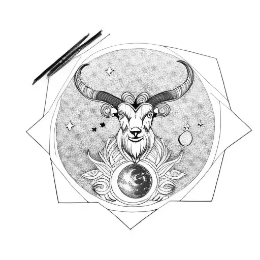 Ram With Moon And Stars