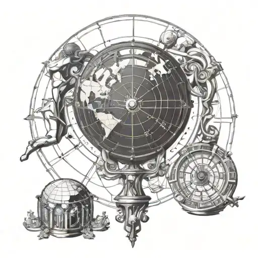 Roman Numeral Clock And Atlas Holding The Globe