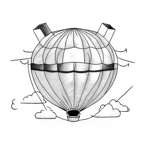 Hot Air Ballon With An Anchor Holding It Down