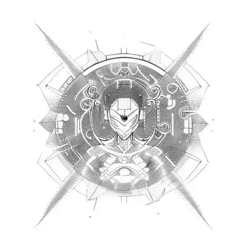 An Abstract Art Representation Of A Manga Character With Technological Elements