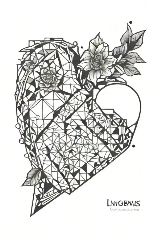 A Heart Shaped Tattoo With A Pixeled Style That Represents The Love Between Two Womens