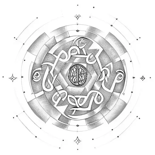 Symbol With Ring Of Anglo-saxon Runes Around It