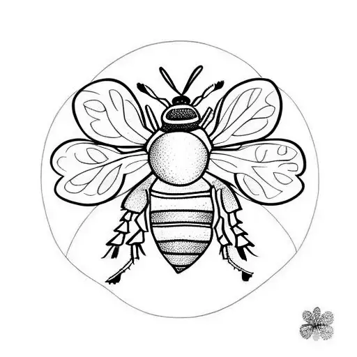 Bee And Shamrock In A Geometric Pattern