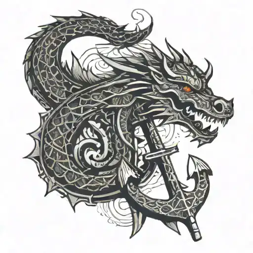 Anchor And Dragon Breathing Fire