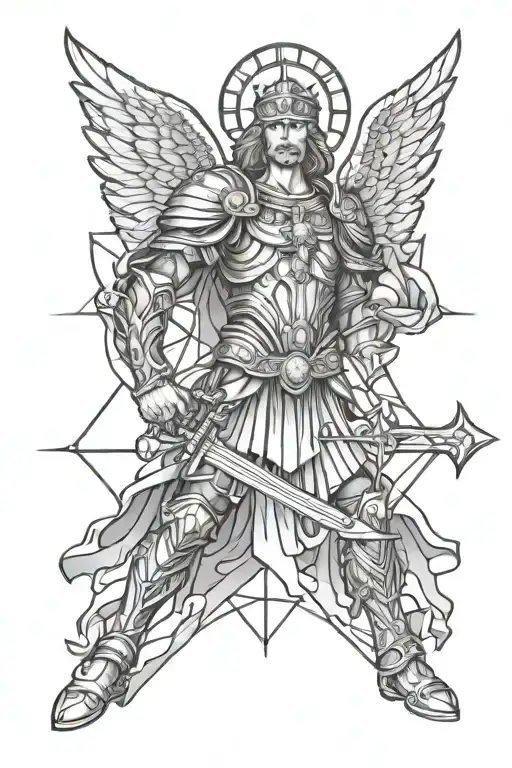 Saint Michael Straight Line Art