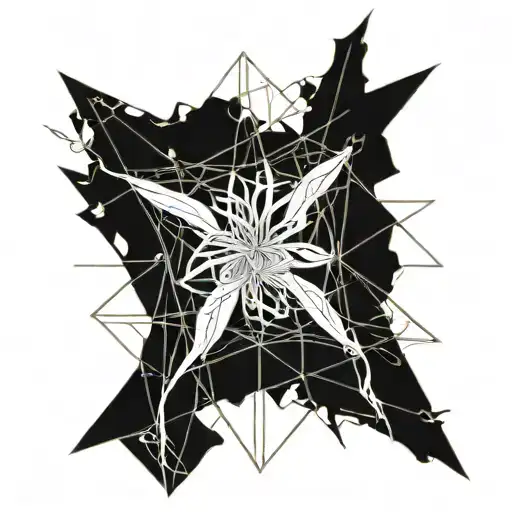 Spider Lily Flower And In Front Of Broken Glass