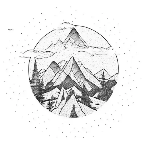 Mountain Landscape With A Hidden 222 Symbol