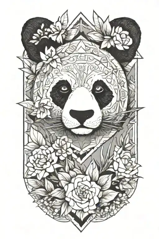 Panda Simple Flowers Arrow Triangle Fine Line