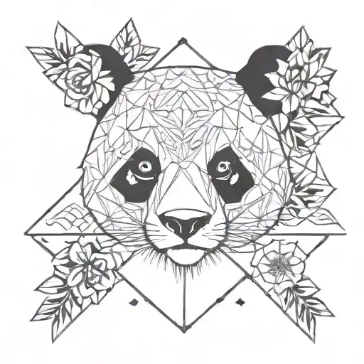 Panda Simple Flowers Arrow Triangle Fine Line