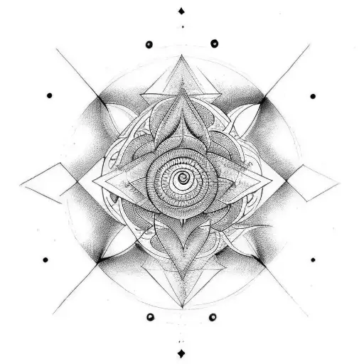 Medium Geometric Tattoo With Shiv And Shakti Power And Energy