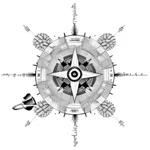 A Detailed Black And Grey Compass Cactus Plants