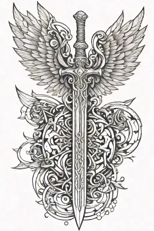 Sword With Angel Wings Made