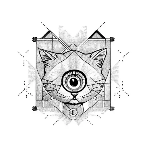 Cat With Industrial Elements That Has Beautiful Eyes In 3D Shape