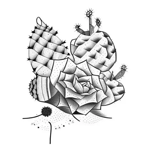 A Spade With A Trail Of Cactus Leading Towards It