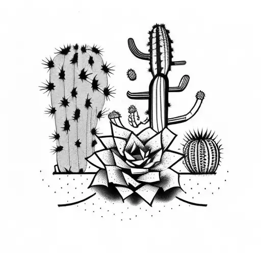 A Spade With A Trail Of Cactus Leading Towards It