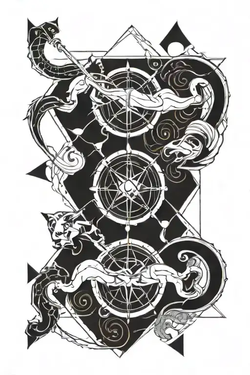 Sagittarius And Aquarius Symbols Incorporating Elements