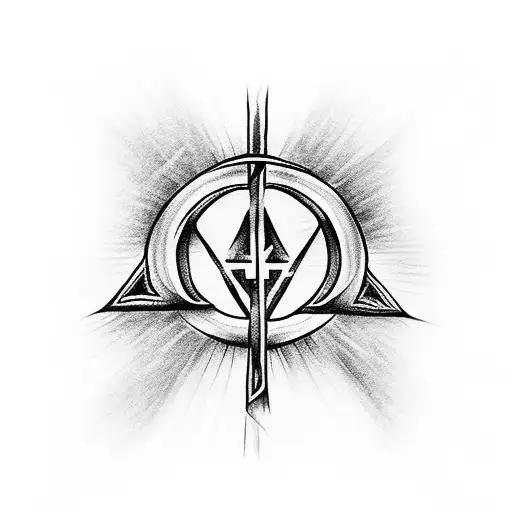 Deathly Hallows Cover Up With Crucifix On A Platform