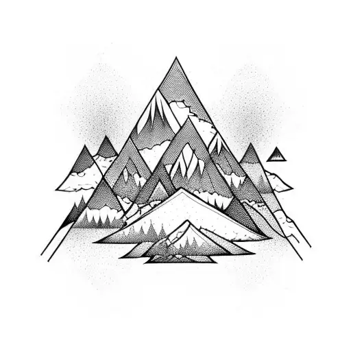 Trippy Mountain With Treeline Underneath