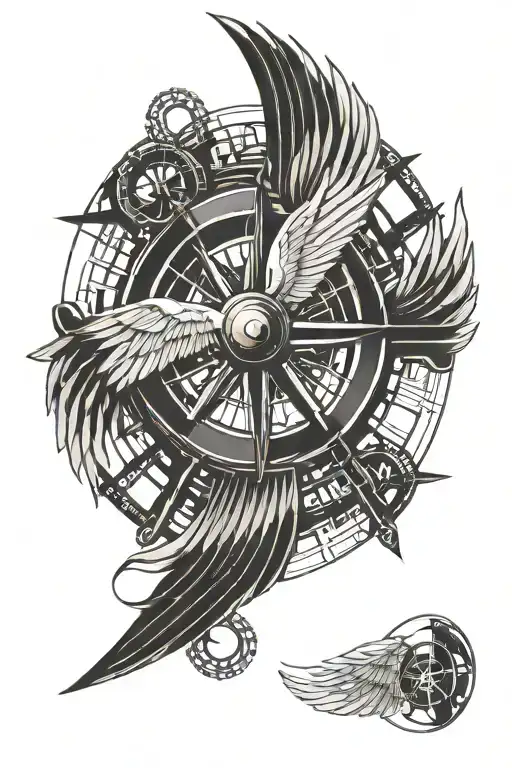 Captain's Wheel With Angel Wings