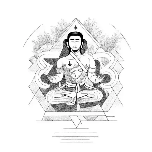 A Martial Artist Meditating In A Greek Temple With Nature Reclaiming It