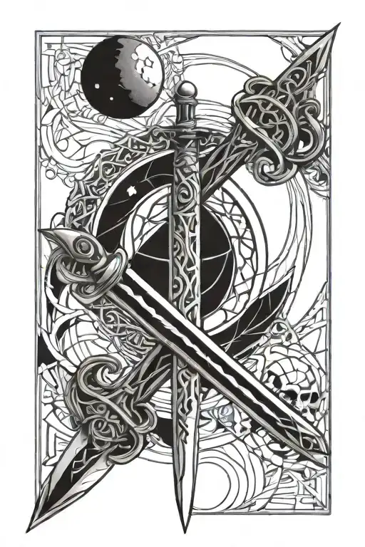 Sword And Moon Intertwined