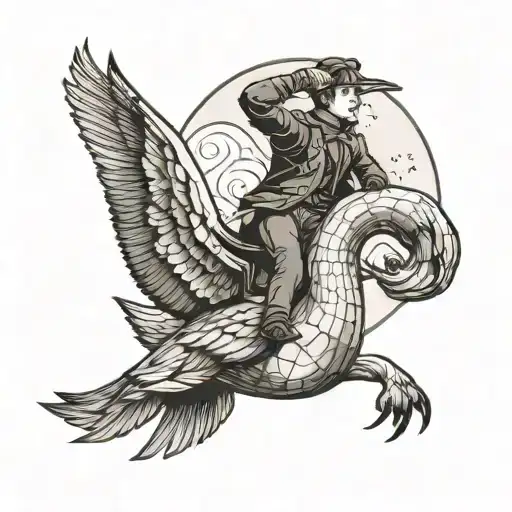 Fallout Boy Riding A Swan Under The Full Moon Light