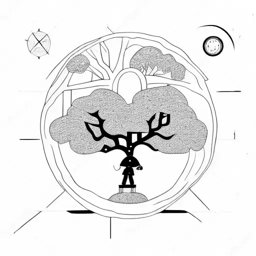 Little Girl Sat Under An Oak Tree With A Compass Incorporated