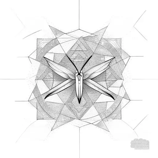 Moon Hummingbird Architecture Geometric