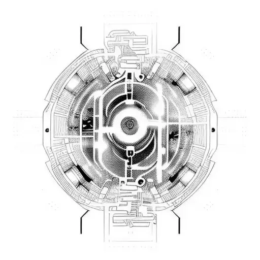 Sci-fi Cyberpunk Lines Tattoo Design For Arm