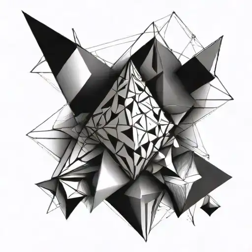 3D Geometric Tattoo Design Incorporating A 3D Geometric Backgroung