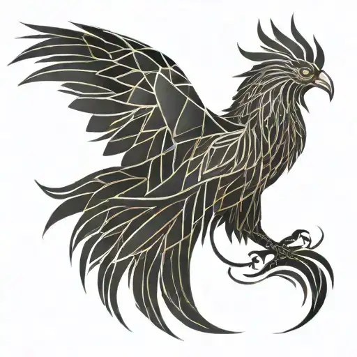 Geometric Phoenix With Fire