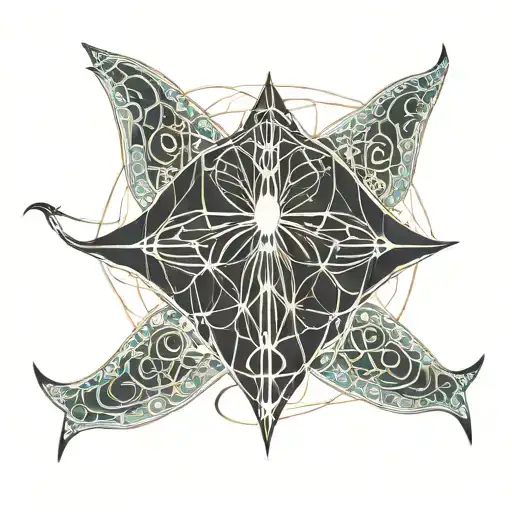 Outline Of A Manta Ray With The Outline Of A Dragonfly Inside Of It