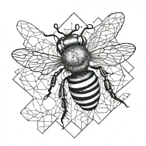 Bee In Front Of A Symmetrycal Geometric Background