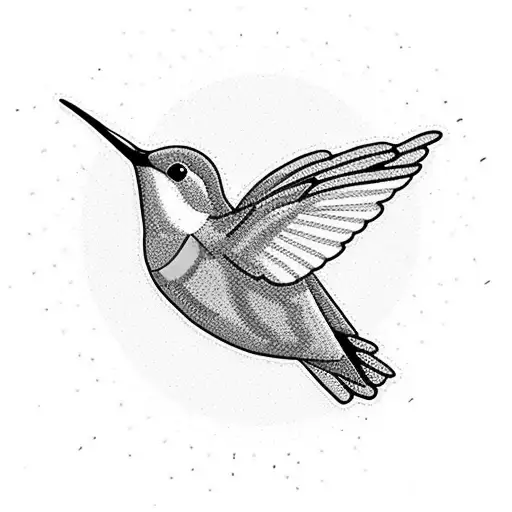 Simple Hummingbird With Bluebird And Marigolds And Daffodils