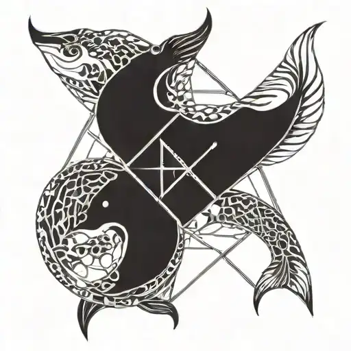 Pisces Combination With Gemini Symbol Intertwined